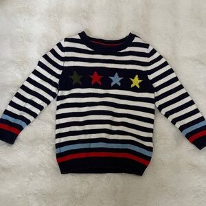 Mini Boden Striped Star Sweater - Navy, Red, Yellow, Blue